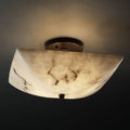 Copper Grove Nierembergia Dark Bronze Alabaster Semi Flush Mount