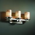 Justice Design Group Alabaster Rocks Dakota 3 Light Brushed Nickel Bath Bar Cylinder Flat Rim Shade