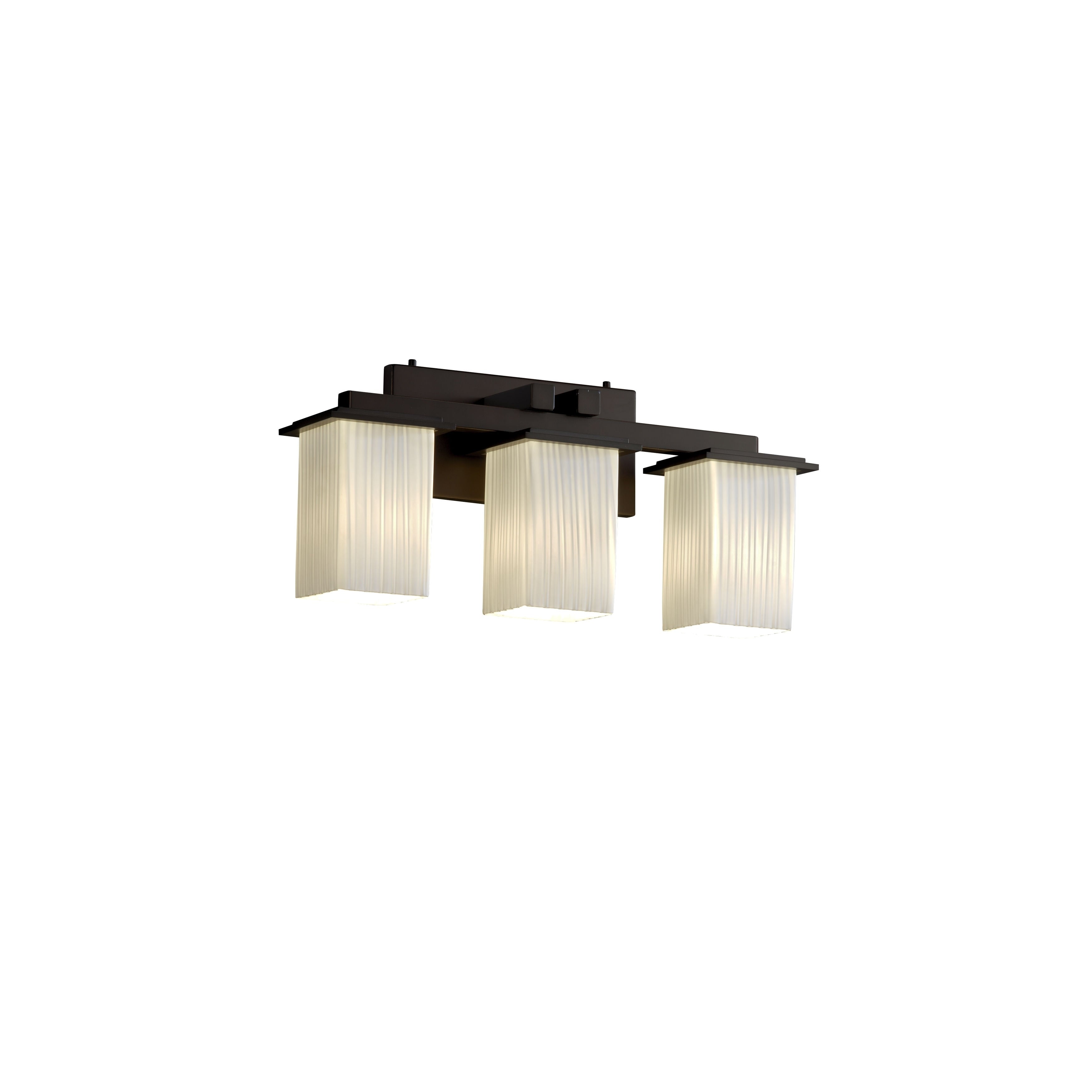 Justice Design Group Fusion Montana 3 Light Dark Bronze Bath Bar Ribbon Square Flat Rim Shade