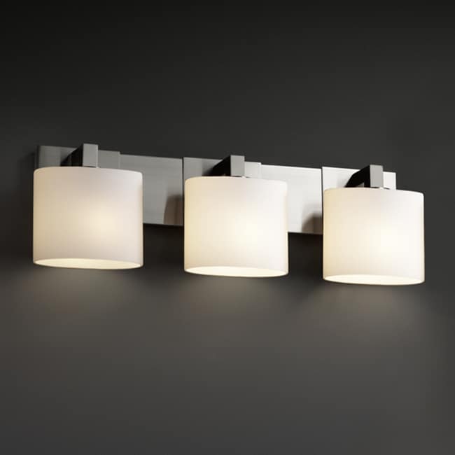 Justice Design Group Fusion Modular 3 Light Brushed Nickel Bath Bar Opal Oval Shade