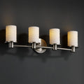 Justice Design Group Limoges Rondo 4 Light Brushed Nickel Bath Bar Waves Cylinder Flat Rim Shade