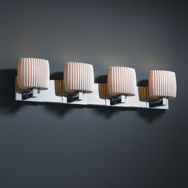 Justice Design Group Limoges Modular 4 Light Polished Chrome Bath Bar Pleats Oval Shade