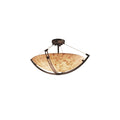 Justice Design Group Alabaster Rocks Crossbar 6 Light Dark Bronze Round Bowl Semi Flush