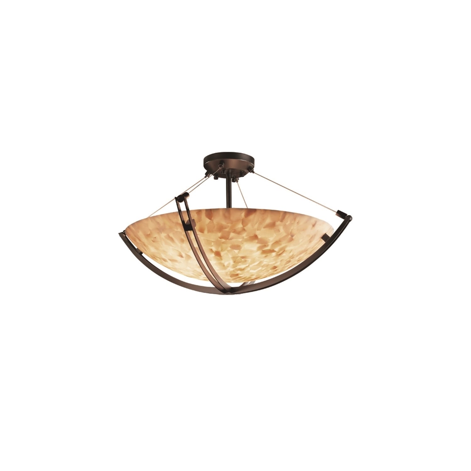 Justice Design Group Alabaster Rocks Crossbar 6 Light Dark Bronze Round Bowl Semi Flush