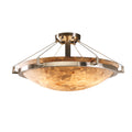 Justice Design Group Alabaster Rocks Ring 6 Light Brushed Nickel Round Bowl Semi Flush