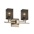 Justice Design Group Wire Mesh Aero 2 Light Brushed Nickel Bath Bar Square Flat Rim Shade