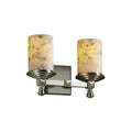 Justice Design Group Alabaster Rocks Deco 2 Light Brushed Nickel Bath Bar Cylinder Flat Rim Shade