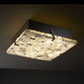 Alabaster Rocks Clips 4 Light Dark Bronze Flush Mount Square Shade