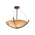 Justice Design Group Alabaster Rocks Crossbar 55 Inch Dark Bronze Round Bowl Pendant