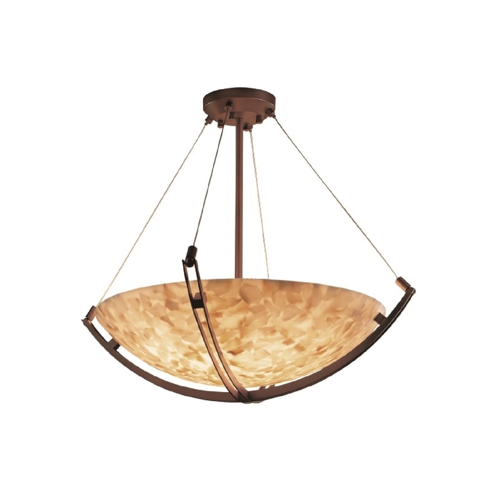 Justice Design Group Alabaster Rocks Crossbar 55 Inch Dark Bronze Round Bowl Pendant