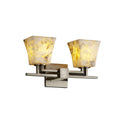 Justice Design Group Alabaster Rocks Aero 2 Light Brushed Nickel Bath Bar Square Flared Shade