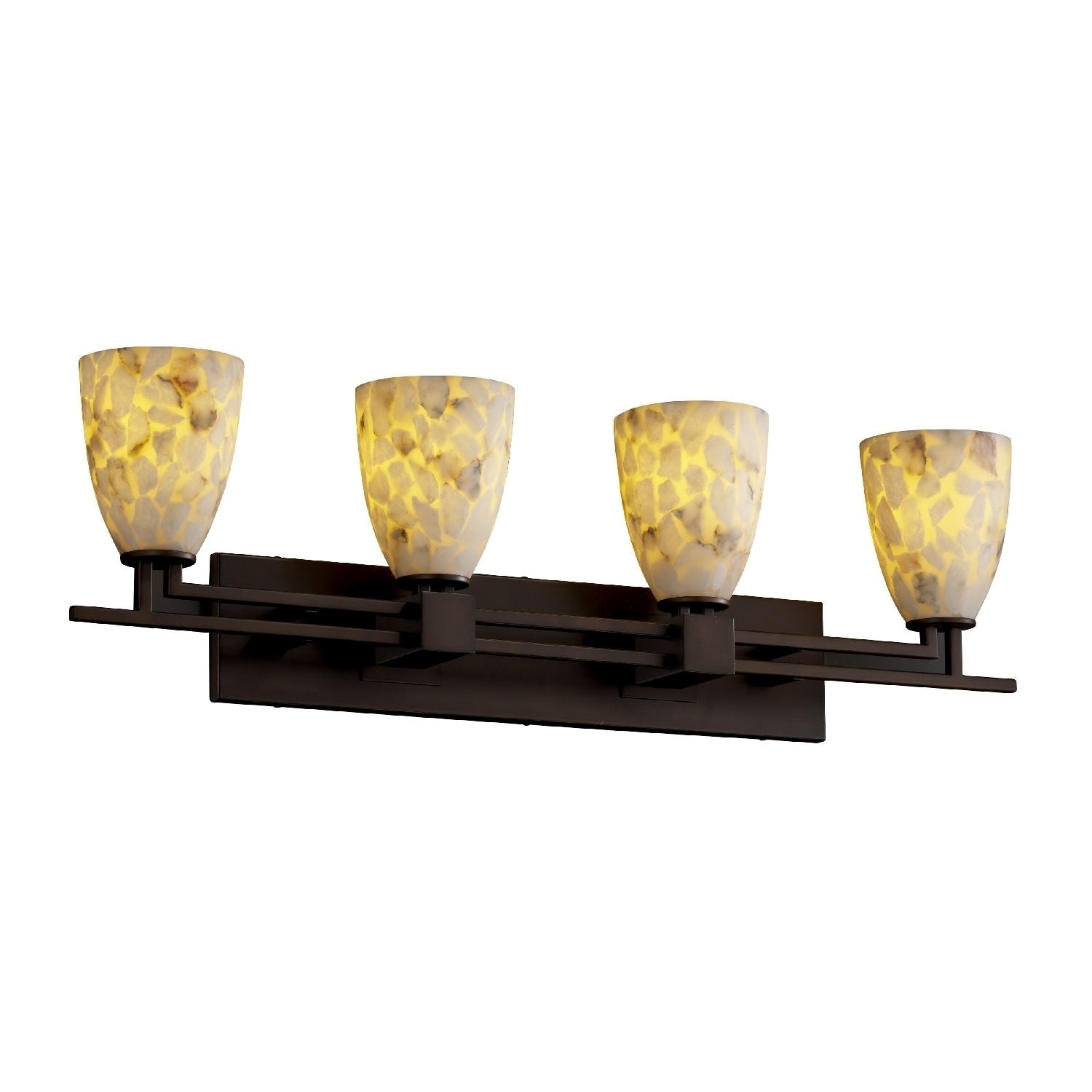Justice Design Group Alabaster Rocks Aero 4 Light Dark Bronze Bath Bar Tapered Cylinder Shade