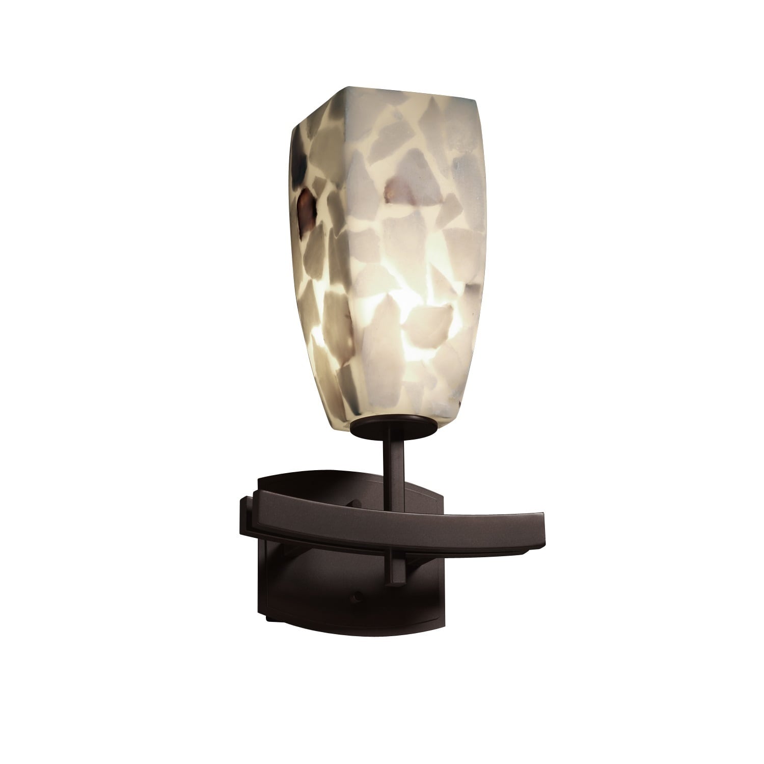 Justice Design Group Alabaster Rocks Archway Bronze Wall Sconce Tall Tapered Square Shade