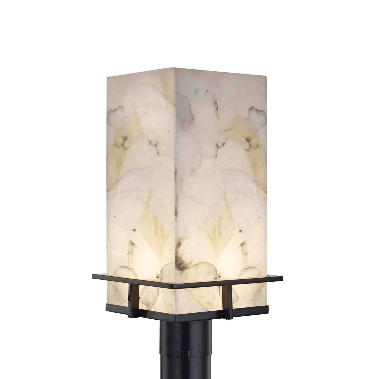 Justice Design Group Alabaster Rocks Avalon 1 Light Matte Black Led Outdoor Post Light Shaved Alabaster Rocks Shade