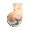 Justice Design Group Alabaster Rocks Bronx 1 Light Brushed Nickel Wall Sconce Alabaster Rocks Cylinder W Flat Rim Shade