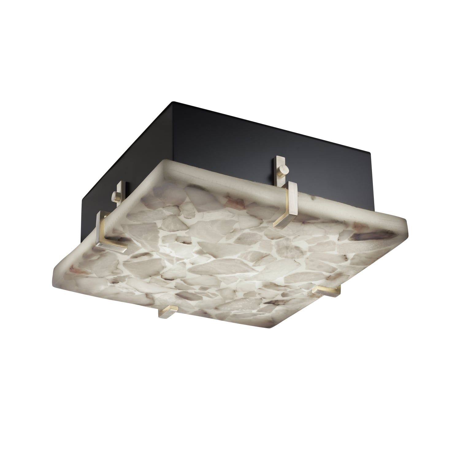 Justice Design Group Alabaster Rocks Clips 2 Light Brushed Nickel Flush Mount
