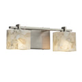 Justice Design Group Alabaster Rocks Era 2 Light Brushed Nickel Bath Light Off White Rectangle Shade
