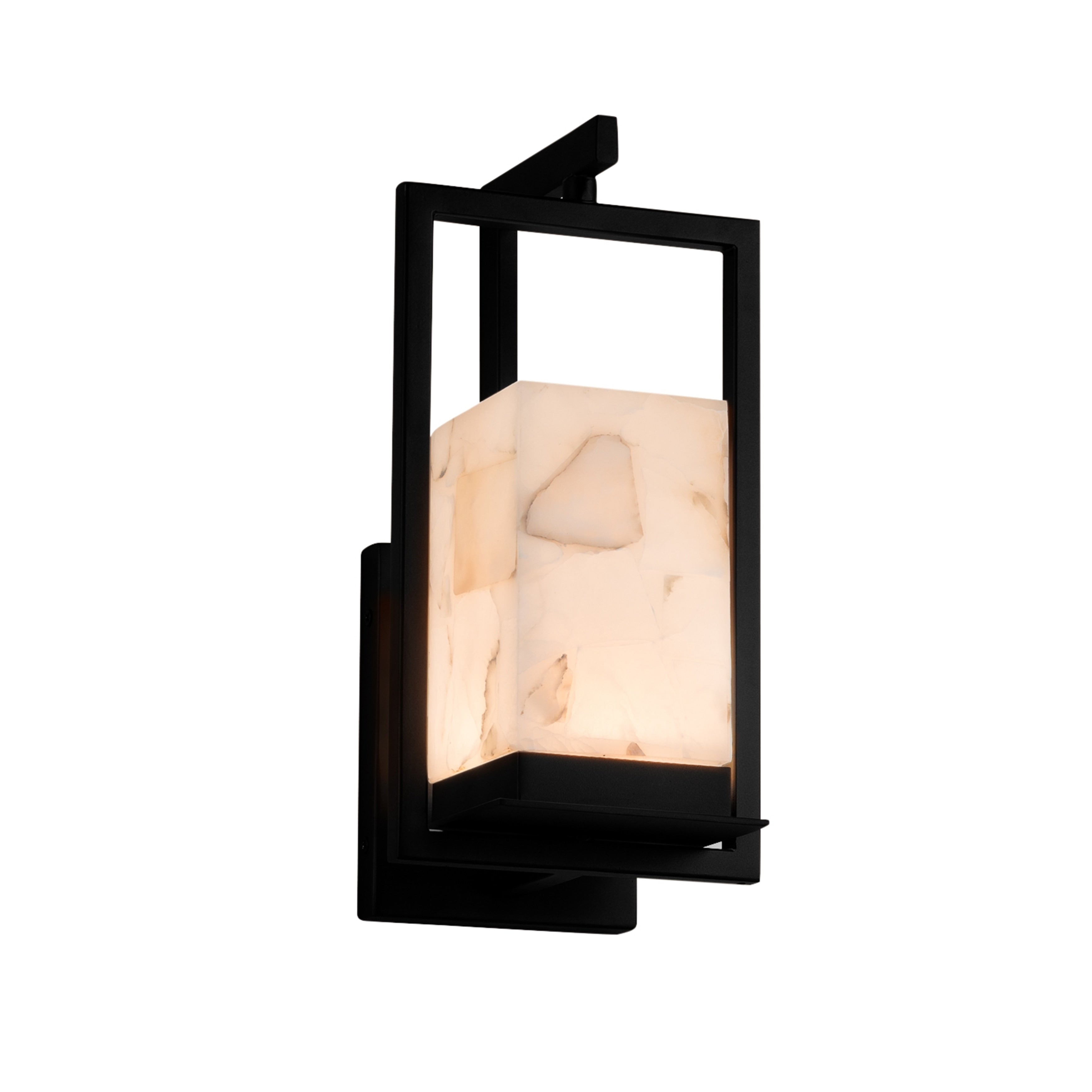 Justice Design Group Alabaster Rocks Laguna 1 Light Matte Black Led Outdoor Wall Sconce Alabaster Rocks Shade