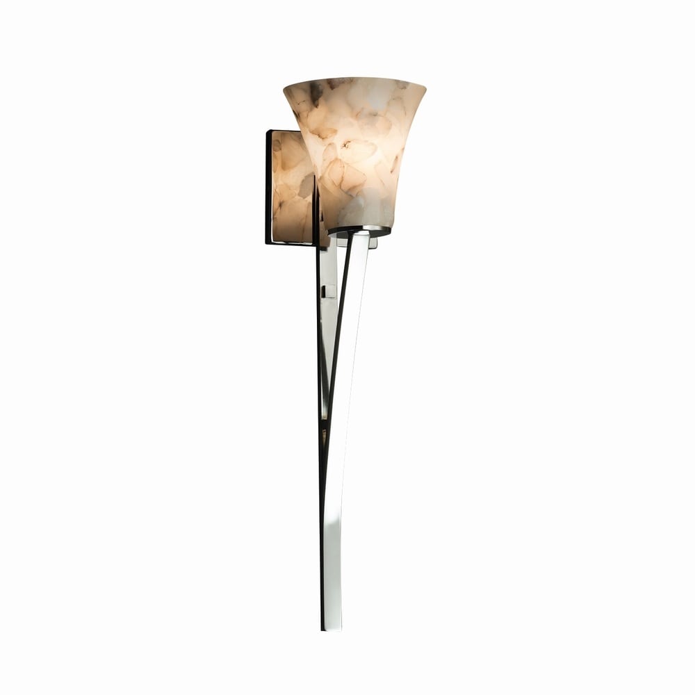Justice Design Group Alabaster Rocks Sabre 1 Light Polished Chrome Wall Sconce Round Flared Shade