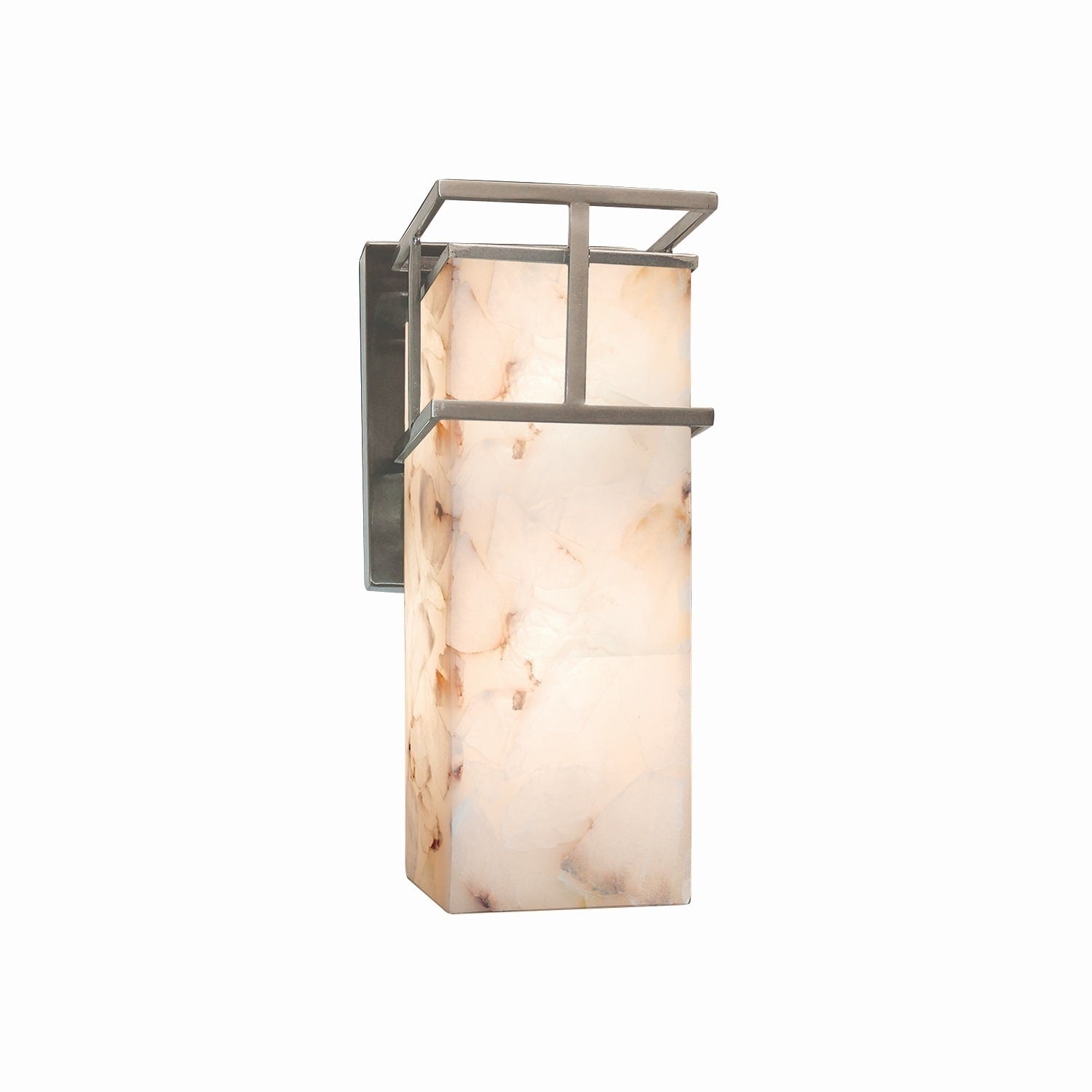 Justice Design Group Alabaster Rocks Structure Brushed Nickel Outdoor Small Wall Sconce