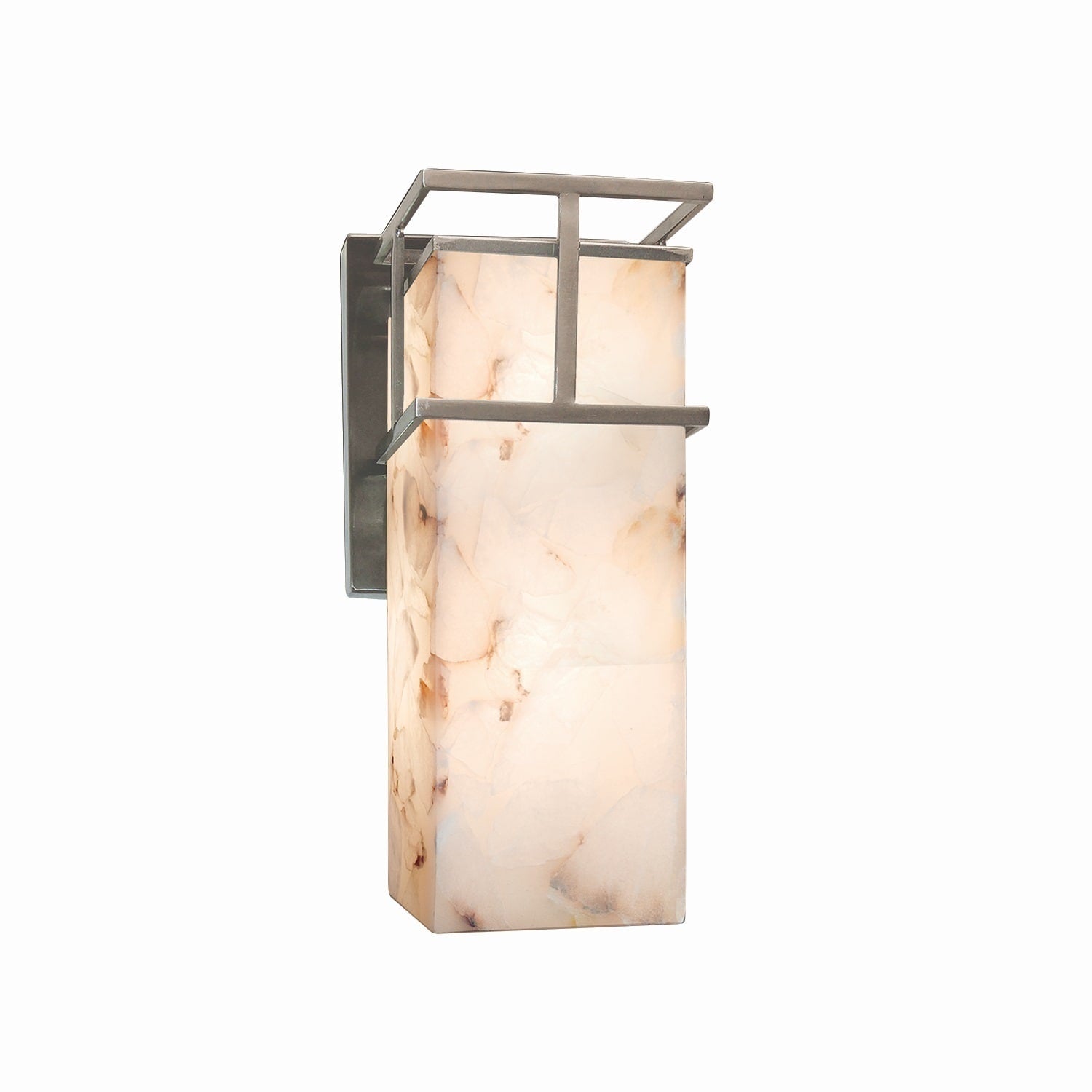 Justice Design Group Alabaster Rocks Structure 1 Light Brushed Nickel Outdoor Small Wall Sconce