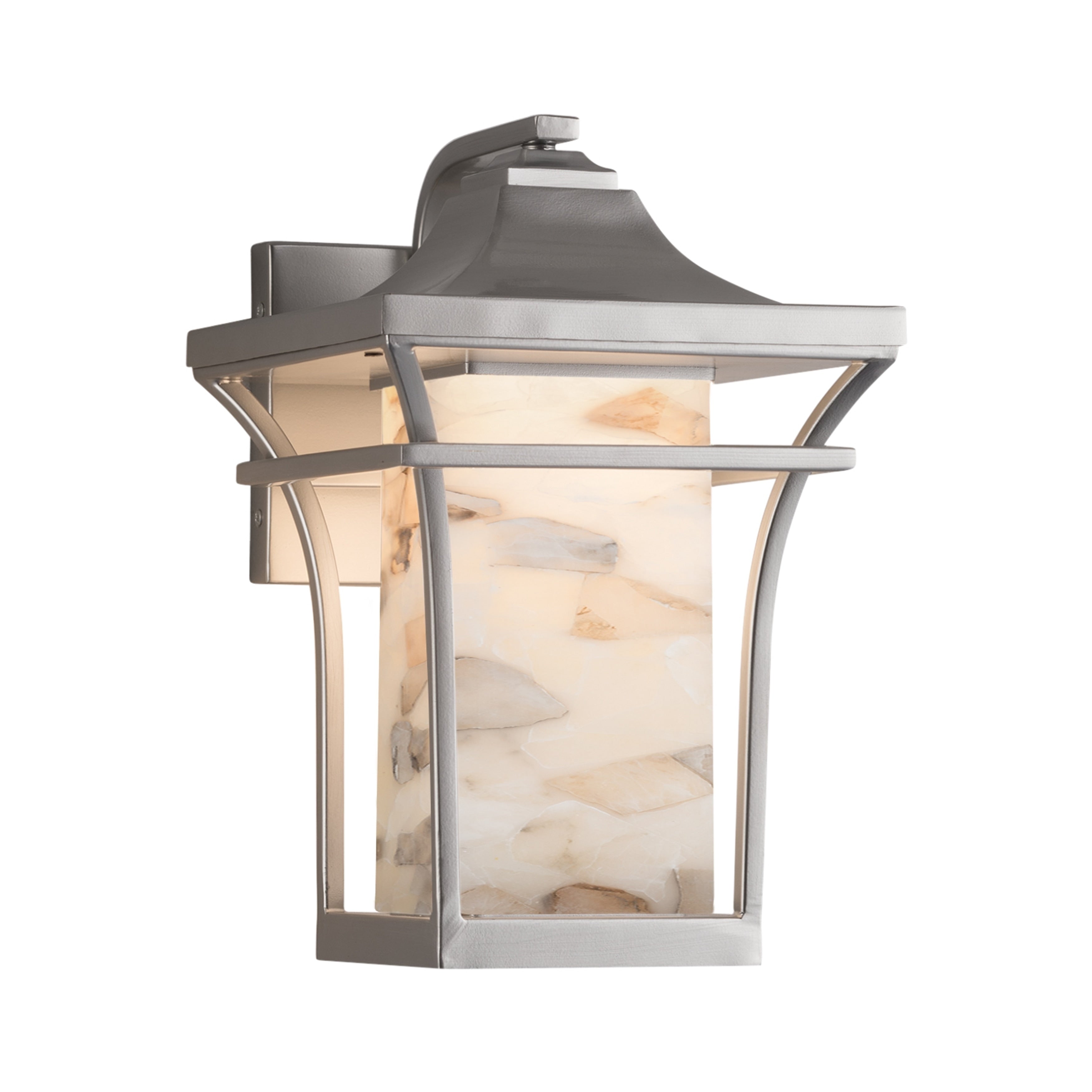 Justice Design Group Alabaster Rocks Summit 1 Light Brushed Nickel Outdoor Wall Sconce Alabaster Rocks Shade