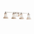 Justice Design Group Alabaster Rocks Tetra 4 Light Brushed Nickel Bath Bar Round Flared Shade