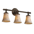 Justice Design Group Alabaster Rocks Tradition 3 Light Dark Bronze Bath Bar Round Flared Shade