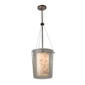 Justice Design Group Alabaster Rocks Amani 1 Light Polished Chrome Center Drum Pendant Alabaster Rocks Shade