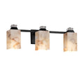 Justice Design Group Alabaster Rocks Ardent 3 Light Matte Black Bath Bar Alabaster Rocks Square W Flat Rim Shade