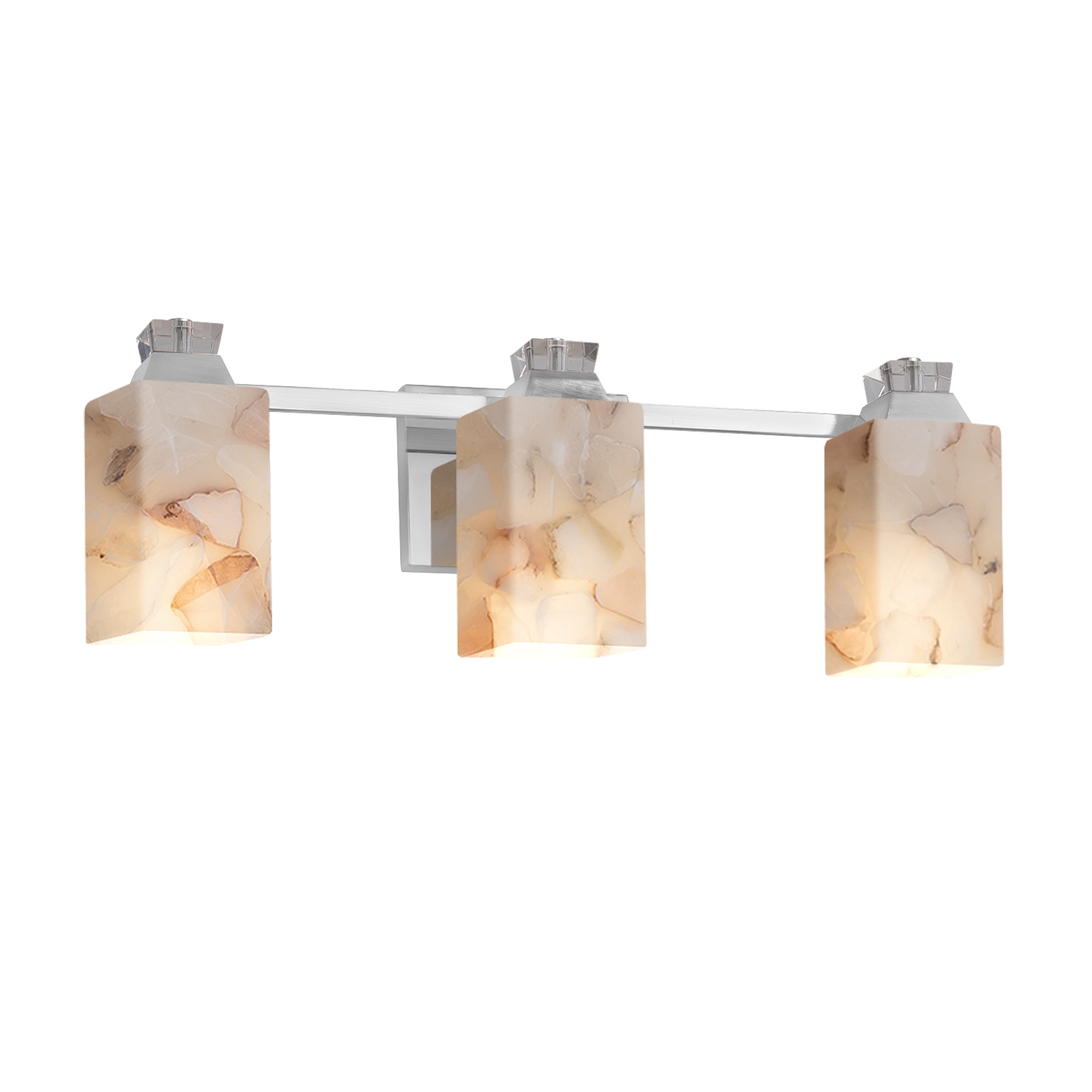 Justice Design Group Alabaster Rocks Ardent 3 Light Polished Chrome Bath Bar Alabaster Rocks Square W Flat Rim Shade