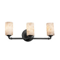 Justice Design Group Alabaster Rocks Bronx 3 Light Matte Black Bath Bar Alabaster Rocks Cylinder W Flat Rim Shade