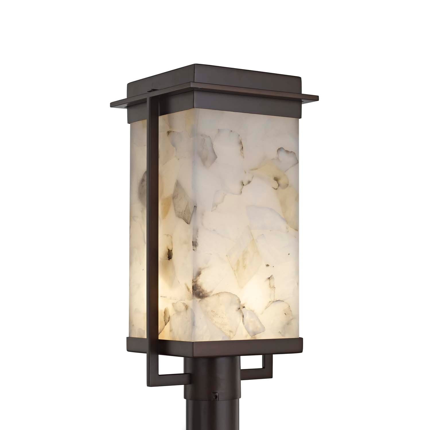 Justice Design Group Alabaster Rocks Pacific 1 Light Dark Bronze Led Outdoor Post Light Shaved Alabaster Rocks Shade