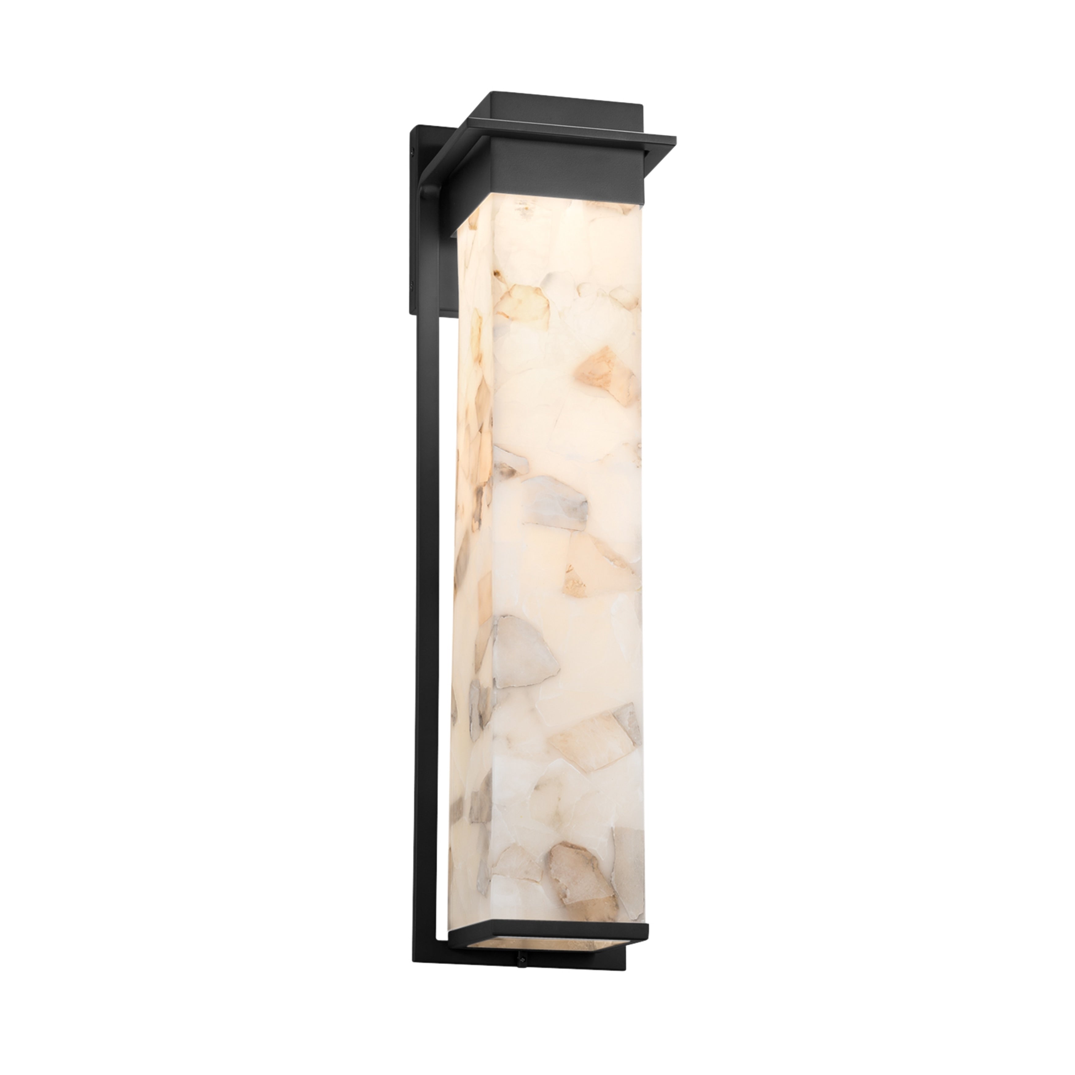 Justice Design Group Alabaster Rocks Pacific 24 Inch Matte Black Led Outdoor Wall Sconce Alabaster Rocks Shade