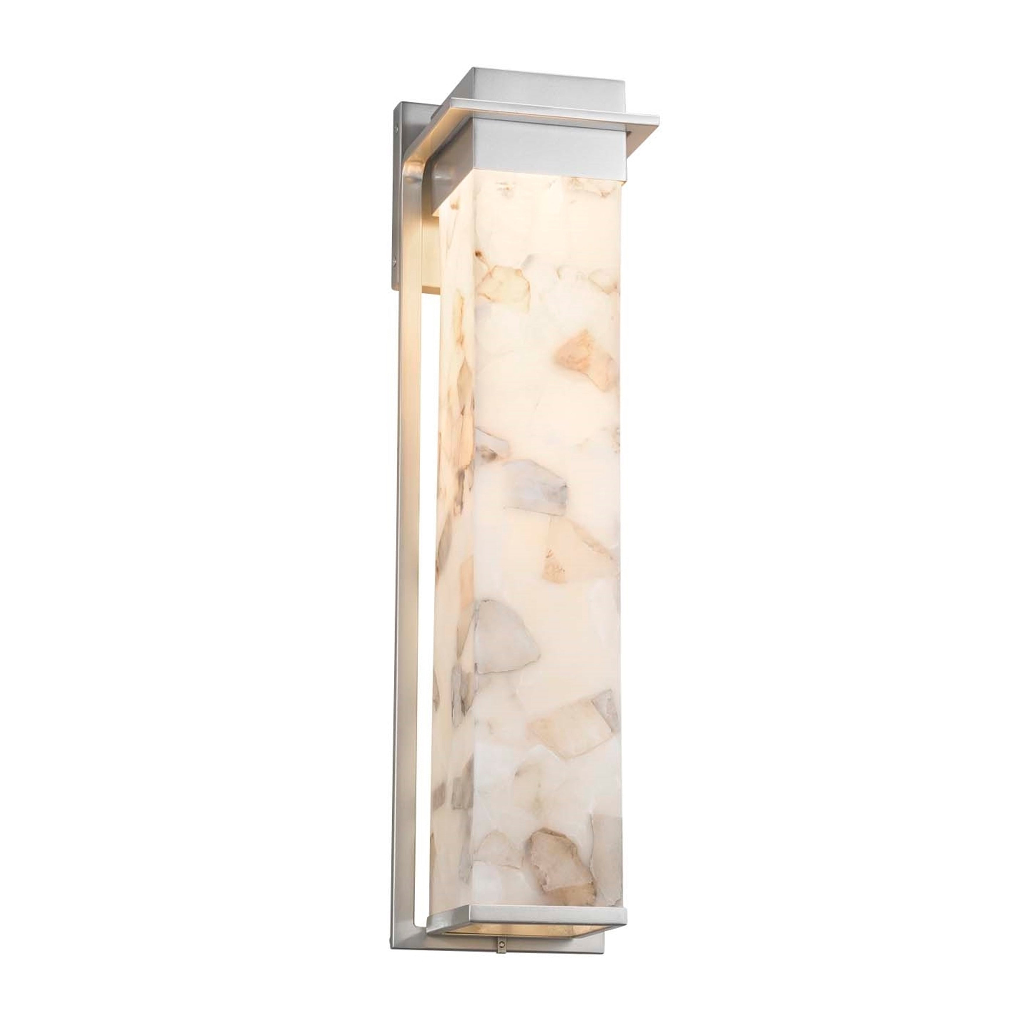 Justice Design Group Alabaster Rocks Pacific Brushed Nickel 24 Inch Led Outdoor Wall Sconce Alabaster Rocks Shade
