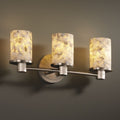 Justice Design Group Alabaster Rocks Rondo 3 Light Brushed Nickel Bath Bar Cylinder Flat Rim Shade
