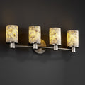 Justice Design Group Alabaster Rocks Rondo 4 Light Brushed Nickel Bath Bar Cylinder Flat Rim Shade