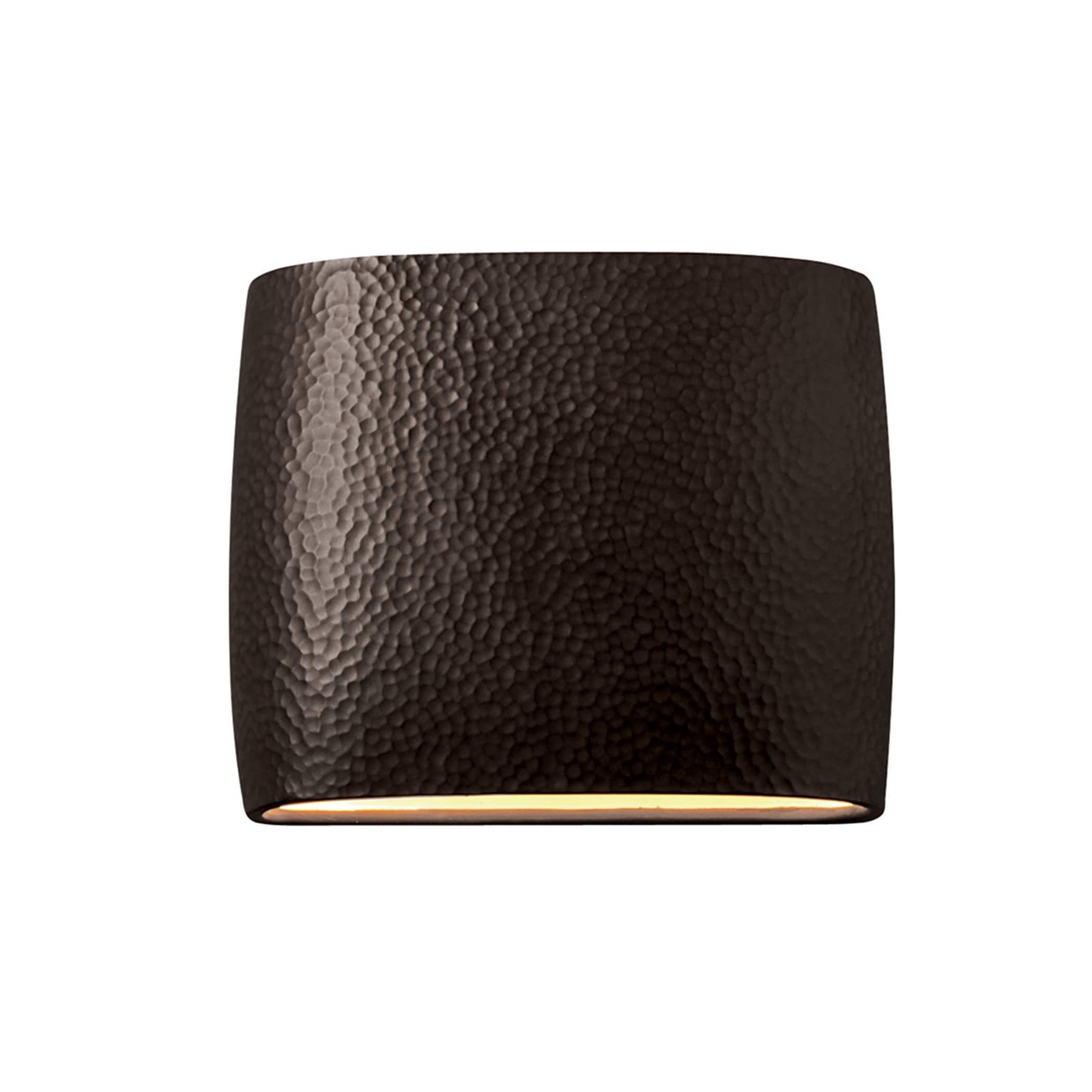 Justice Design Ambiance Ada Outdoor Ceramic Wide Oval Wall Sconce With Open Top Bottom