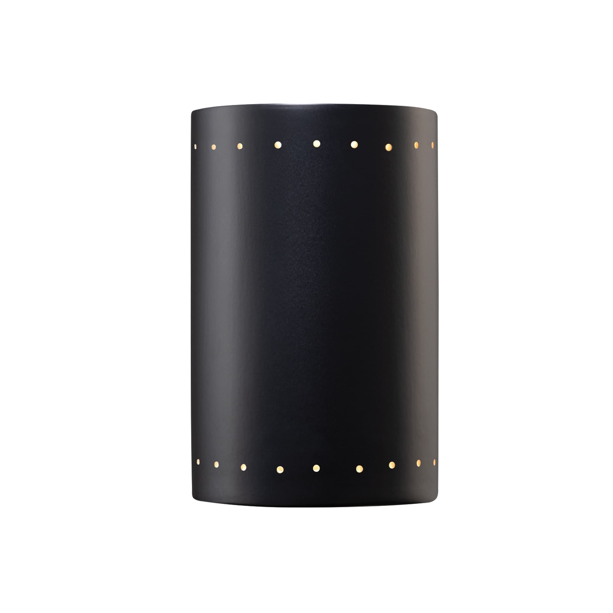 Justice Design Ambiance Ada Outdoor Large Ceramic Cylinder Wall Sconce W Perfs