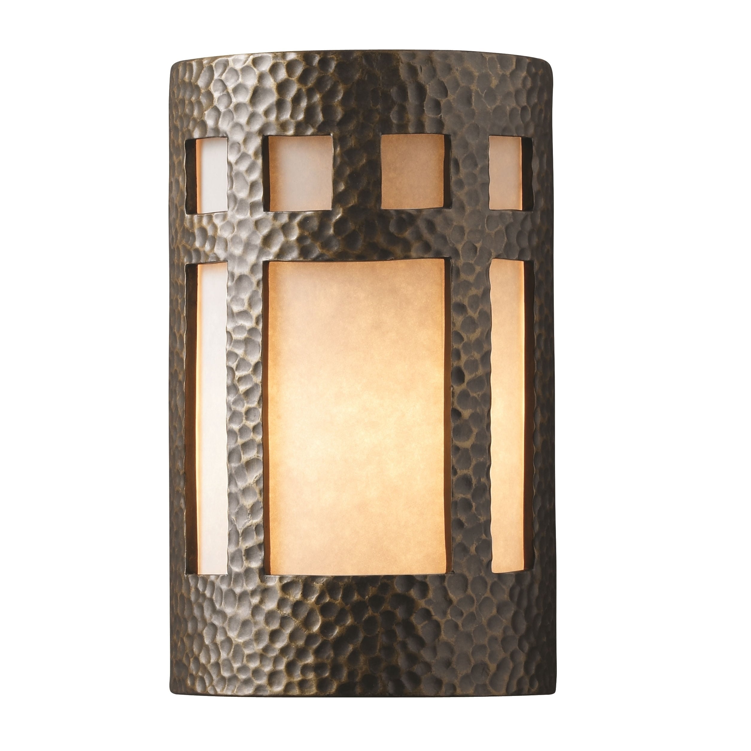 Justice Design Group Ambiance Brass Outdoor Large Prairie Window Wall Sconce Gold