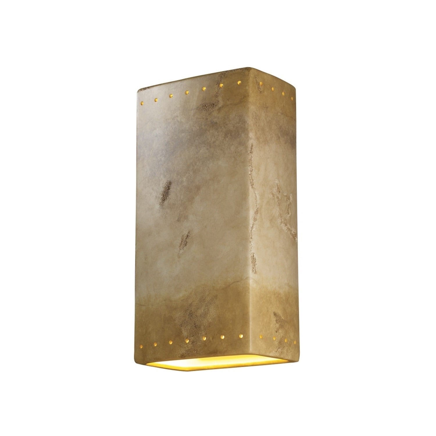 Justice Design Group Ambiance Greco Travertine Really Big Closed Top Rectangle With Perfs Wall Sconce