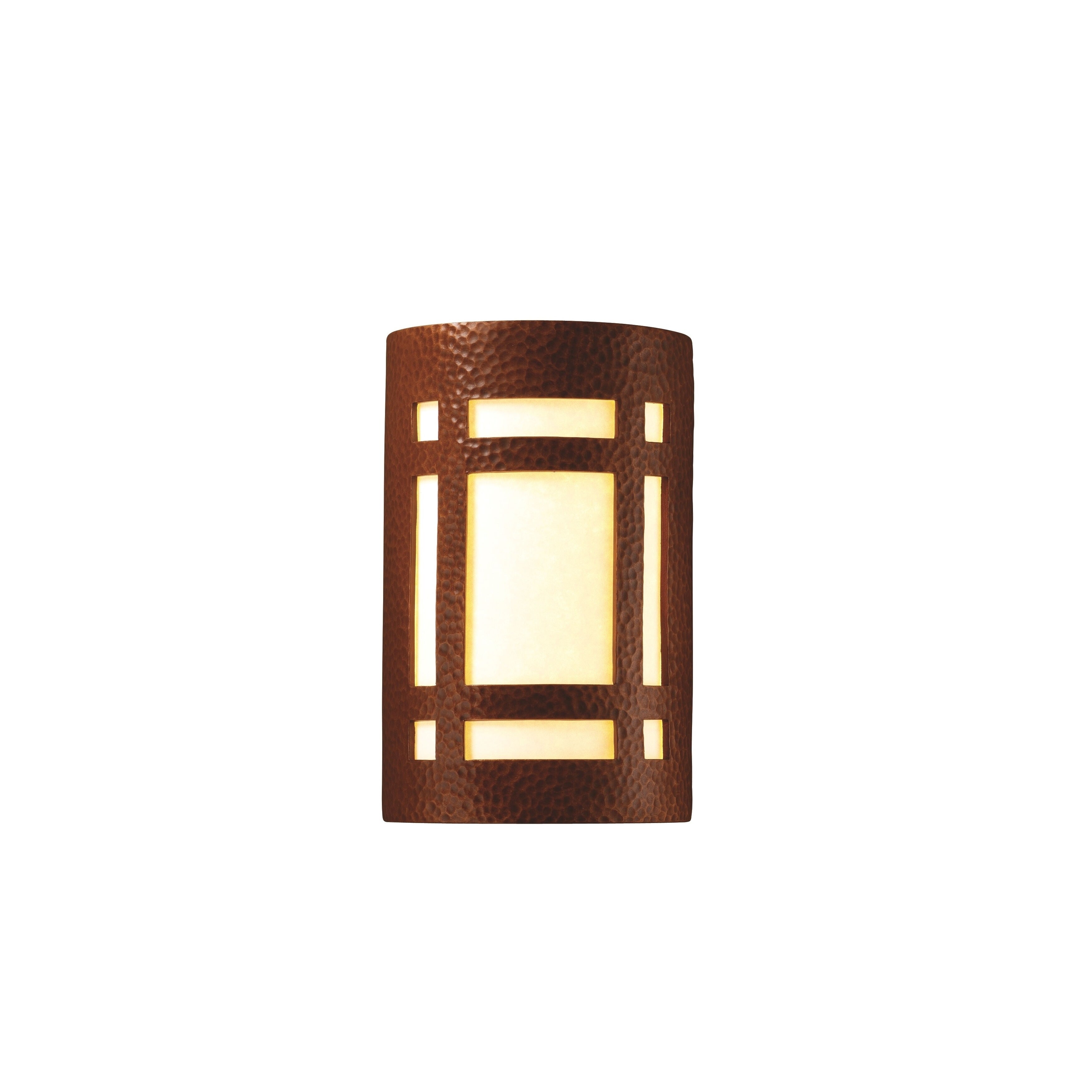 Justice Design Group Ambiance Hammered Copper Small Craftsman Window Wall Sconce