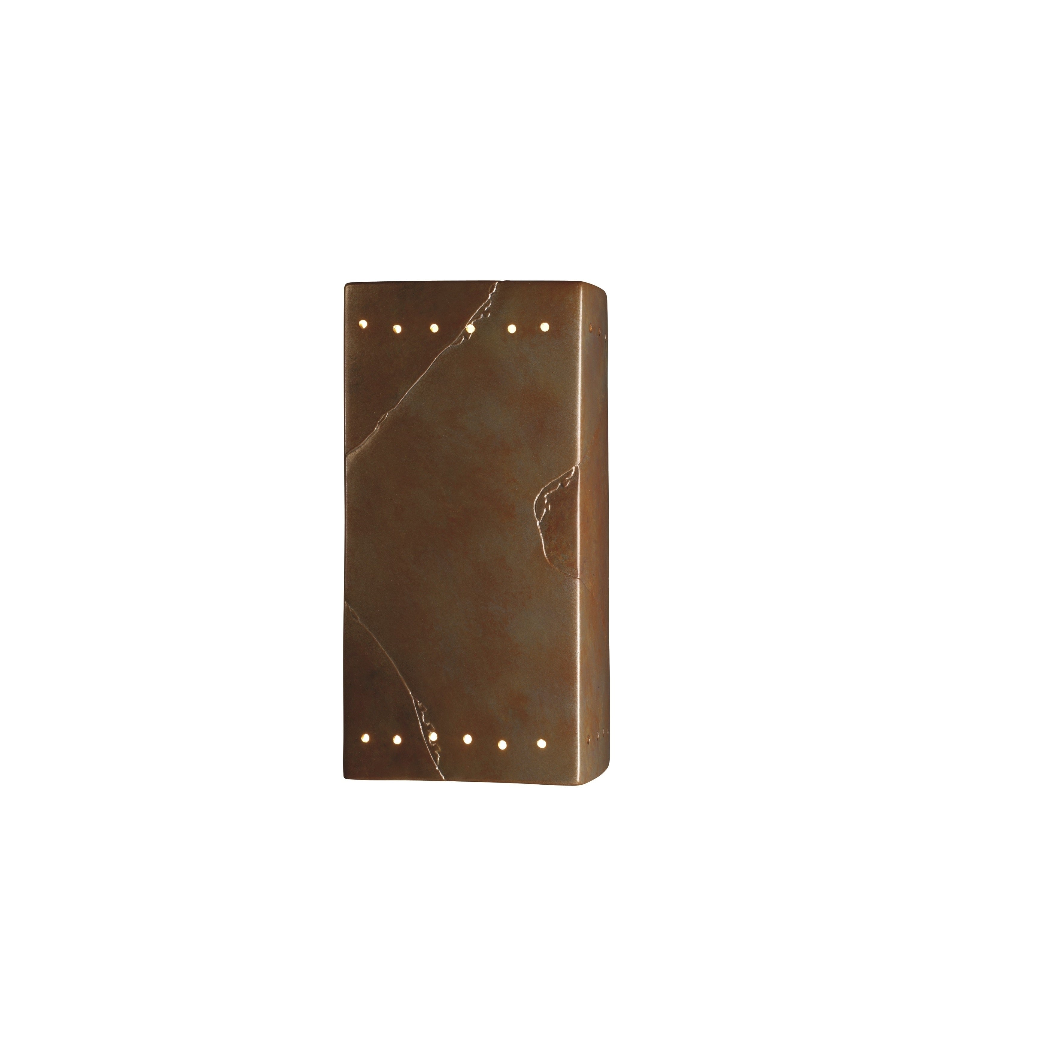 Justice Design Group Ambiance Tierra Red Slate Large Rectangle With Perfs Wall Sconce