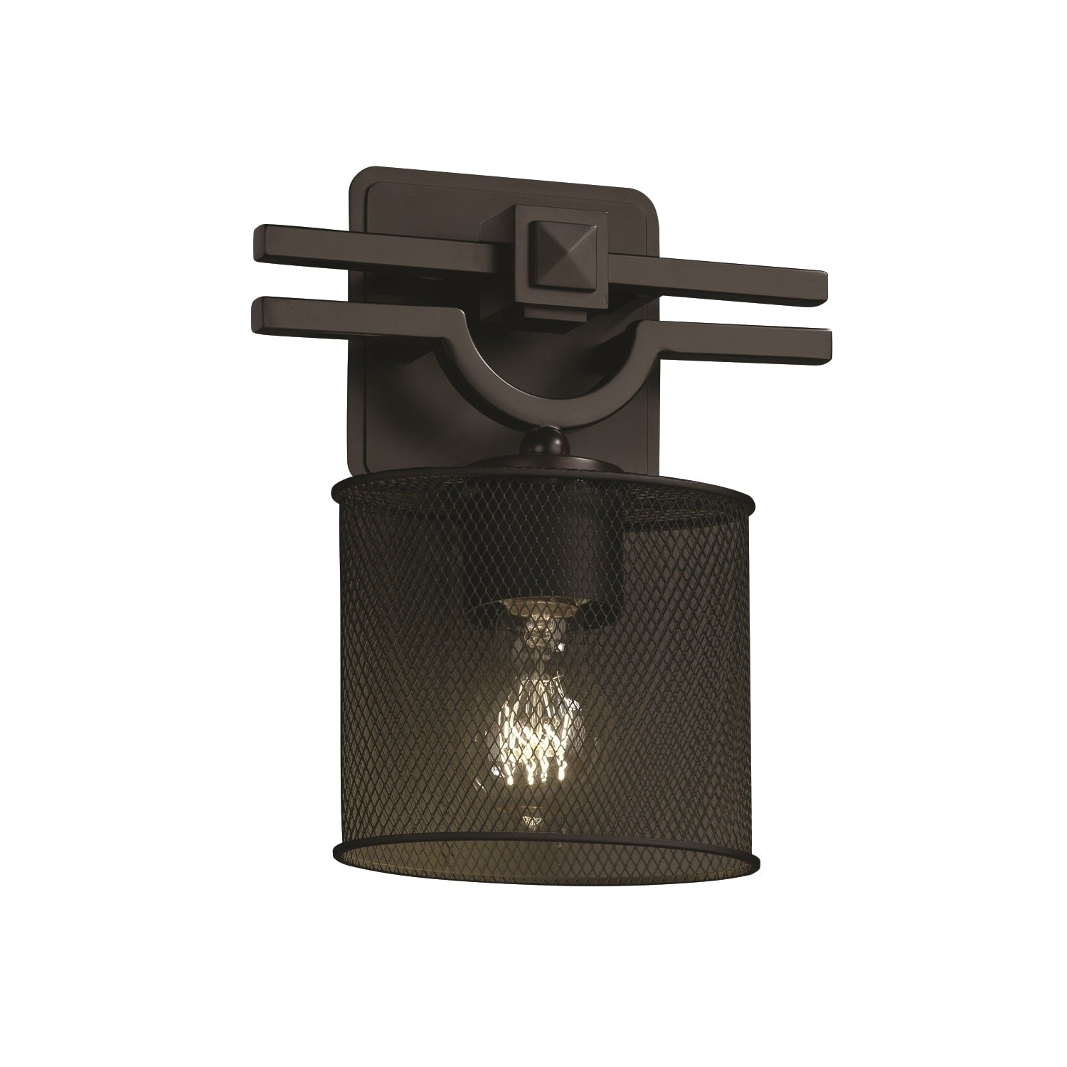 Justice Design Group Wire Mesh Argyle 1 Light Dark Bronze Ada Wall Sconce Oval Shade