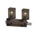 Justice Design Group Wire Mesh Argyle 2 Light Dark Bronze Bath Bar Square Flat Rim Shade