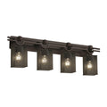 Justice Design Group Wire Mesh Argyle 4 Light Dark Bronze Bath Bar Square Flat Rim Shade