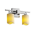 Justice Design Group Candlearia Aero 2 Light Polished Chrome Bath Bar Cream Cylinder Melted Rim Shade