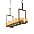 Justice Design Group Candlearia Dakota 14 Light Dark Bronze Chandelier Amber Cylinder W Melted Rim Shade