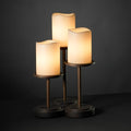 Justice Design Group Candlearia Dakota 3 Light Dark Bronze Table Lamp Cream Cylinder Melted Rim Shade