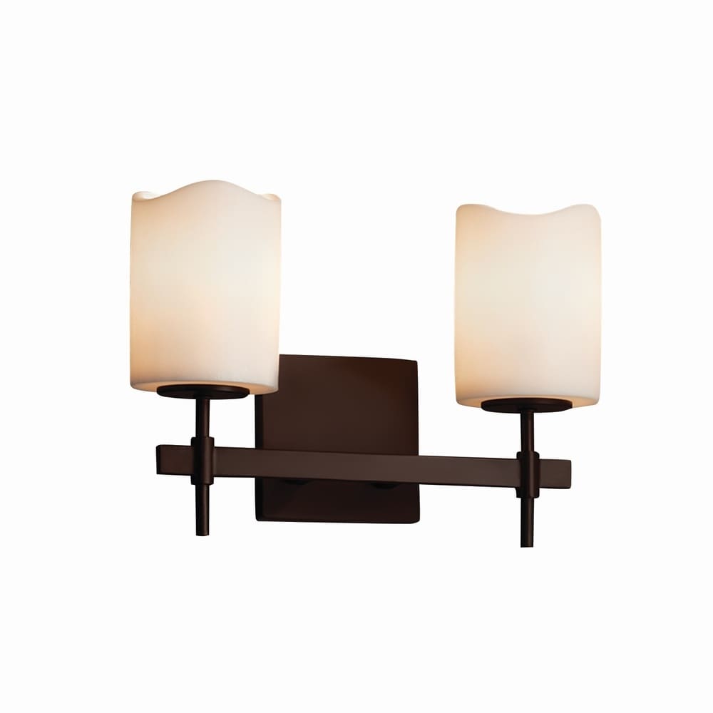 Justice Design Group Candlearia Union 2 Light Dark Bronze Bath Bar Cream Cylinder Melted Rim Shade